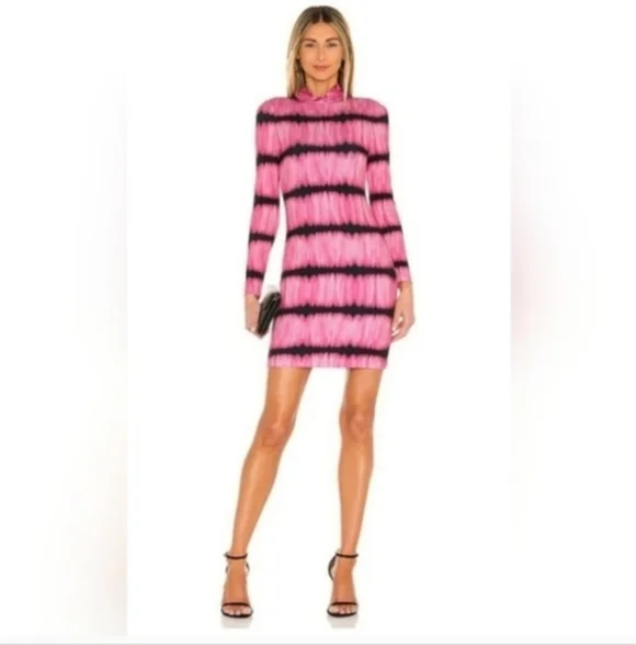 ALICE + OLIVIA Delora Tie Dye Mock Neck  Mini Dress Size 4 - Picture 3 of 14
